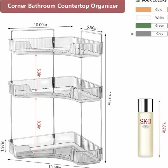 Corner Bathroom Counter Organizer Bathroom Countertop Shelf - Picture 3 of 6